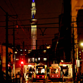 Trams Running Under the Tokyo Skytree, ENDO Yoshinobu