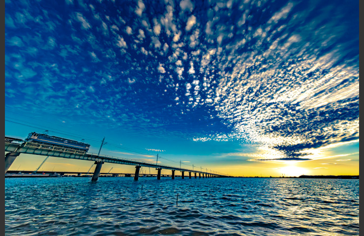 夕日に向かって